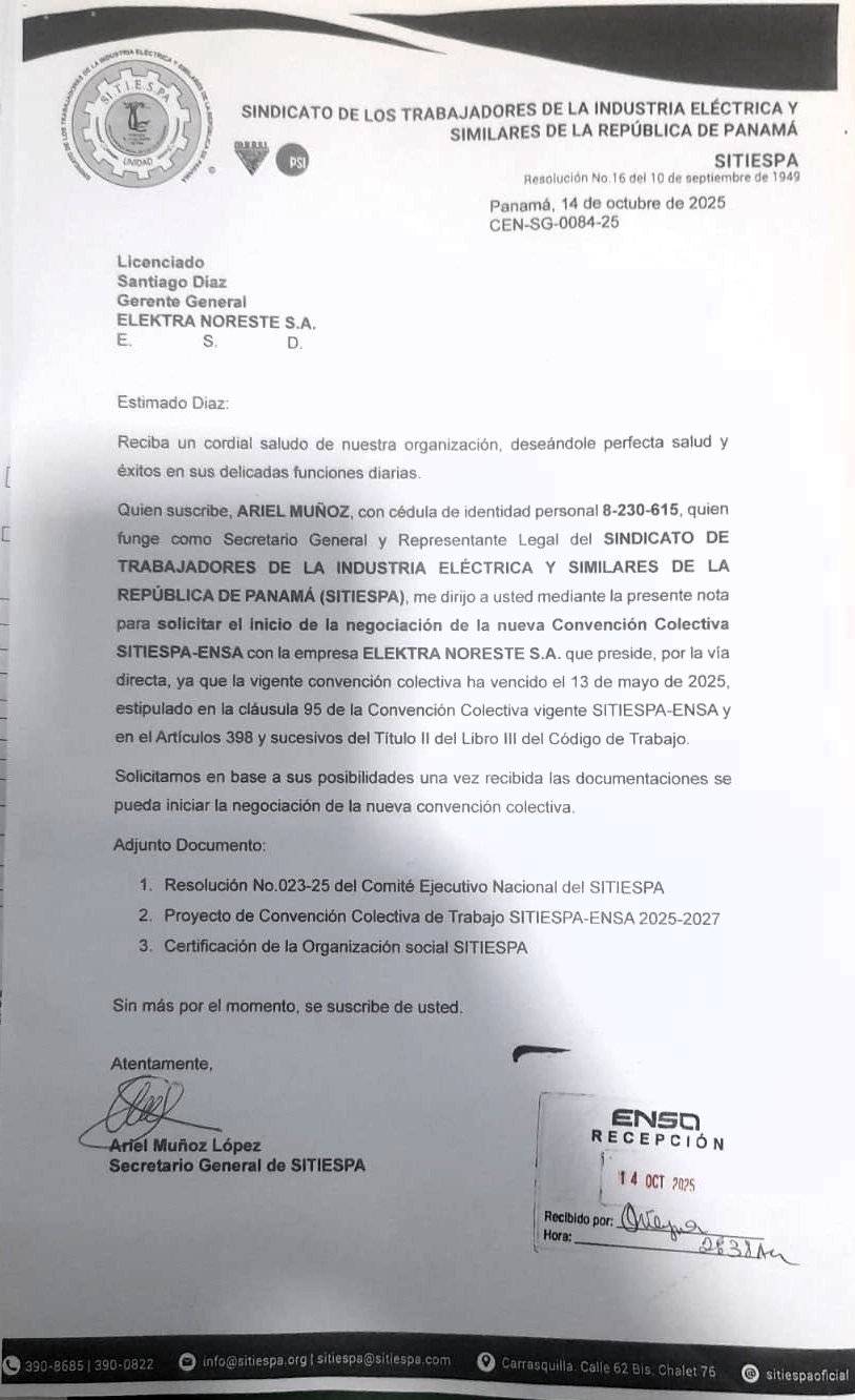 Carta oficial SITIESPA a ENSA